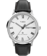 klokker | Timex waterbury classic day/date 40mm lærremsklokke menn B84BR229 rustfritt stål/svart/hvit