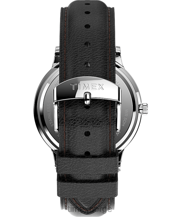 klokker | Timex waterbury classic day/date 40mm lærremsklokke menn B84BR229 rustfritt stål/svart/hvit - Image 3