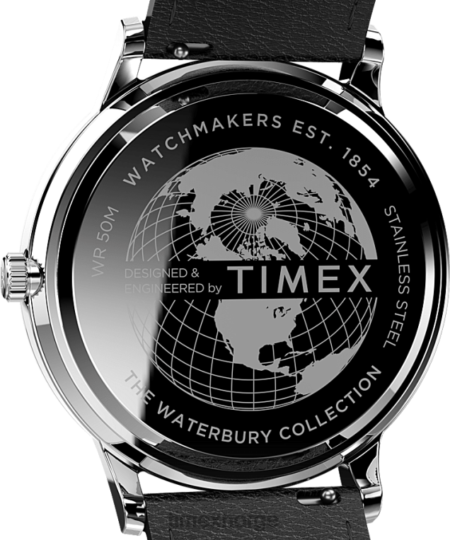 klokker | Timex waterbury classic day/date 40mm lærremsklokke menn B84BR229 rustfritt stål/svart/hvit - Image 4