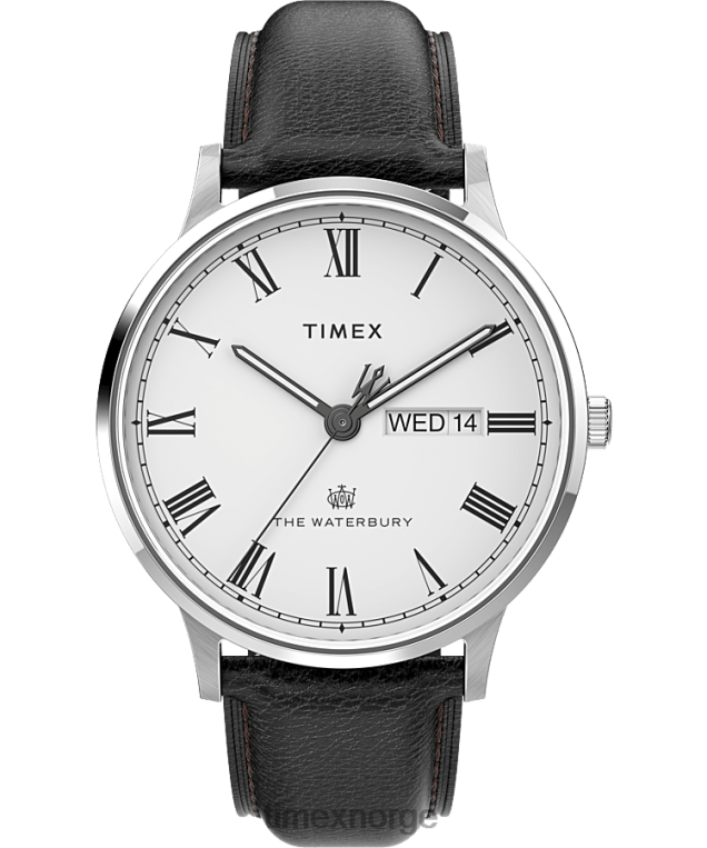 klokker | Timex waterbury classic day/date 40mm lærremsklokke menn B84BR229 rustfritt stål/svart/hvit - Image 1