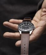 klokker | Timex waterbury dykke automatisk 40mm lærreim klokke menn B84BR33 rustfritt stål/brun/svart - Image 2