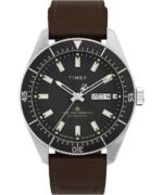 klokker | Timex waterbury dykke automatisk 40mm lærreim klokke menn B84BR33 rustfritt stål/brun/svart
