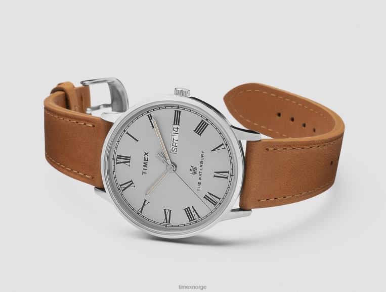 klokker | Timex waterbury klassisk 40mm lærremsklokke menn B84BR212 rustfritt stål/brun/grå - Image 2