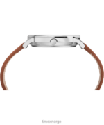 klokker | Timex waterbury klassisk 40mm lærremsklokke menn B84BR221 rustfritt stål/brun/krem - Image 2