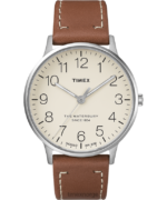 klokker | Timex waterbury klassisk 40mm lærremsklokke menn B84BR221 rustfritt stål/brun/krem