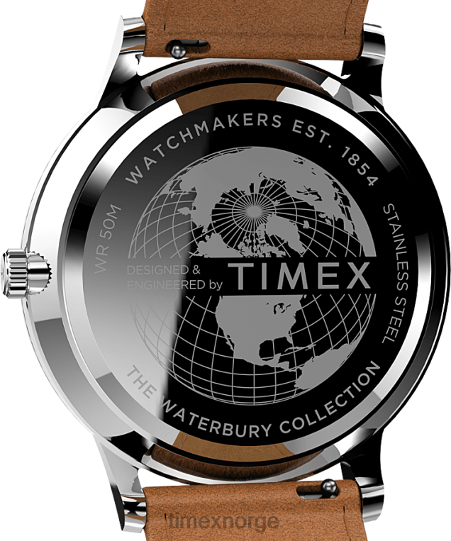 klokker | Timex waterbury klassisk 40mm lærremsklokke menn B84BR237 rustfritt stål/brun/blå - Image 4