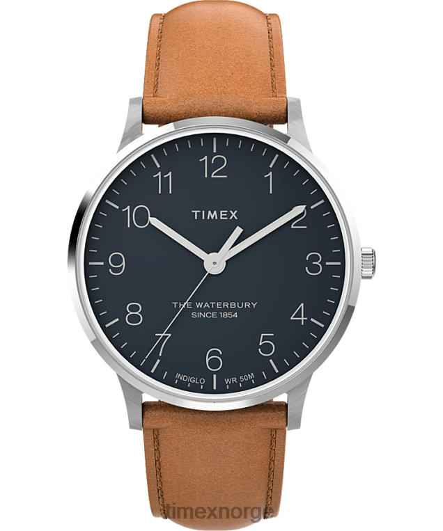 klokker_timex_waterbury_klassisk_40mm_laerremsklokke_menn_b84br237_rustfritt_stal_brun_bla.png klokker | Timex waterbury klassisk 40mm lærremsklokke menn B84BR237 rustfritt stål/brun/blå - Image 1