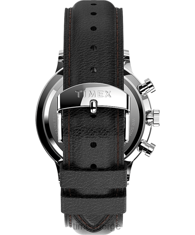 klokker | Timex waterbury klassisk kronograf 40 mm klokke med lærreim menn B84BR106 rustfritt stål/svart/hvit - Image 3