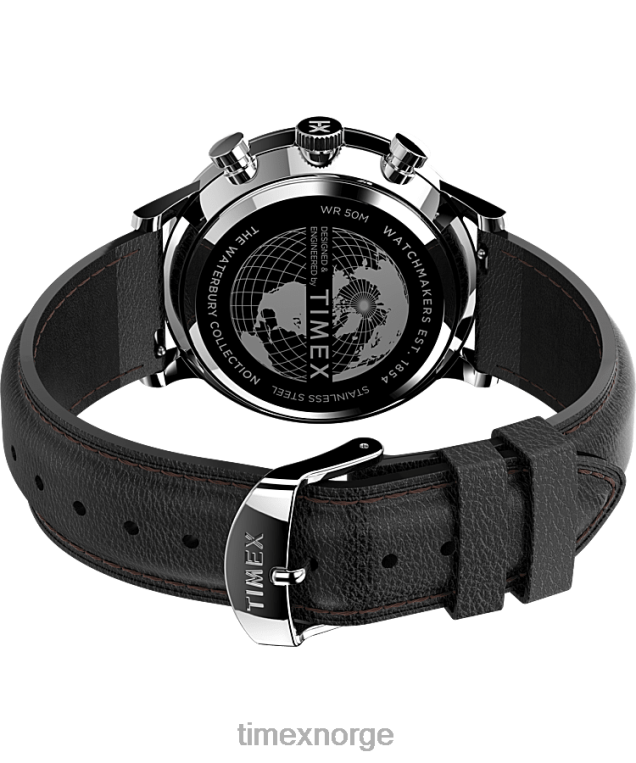 klokker | Timex waterbury klassisk kronograf 40 mm klokke med lærreim menn B84BR106 rustfritt stål/svart/hvit - Image 5