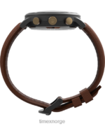 klokker | Timex waterbury klassisk kronograf 40 mm klokke med lærreim menn B84BR92 gunmetal/brun/blå - Image 2