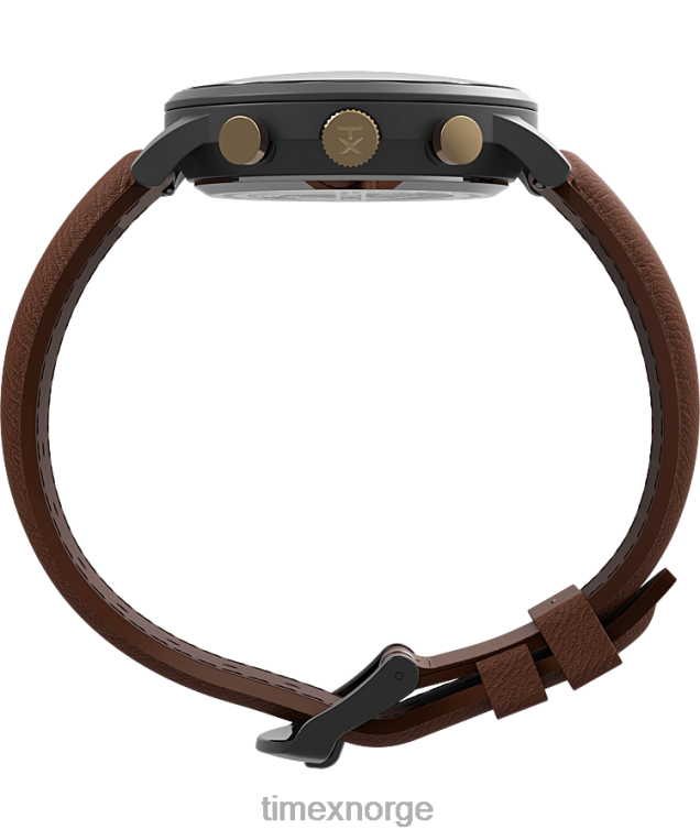 klokker | Timex waterbury klassisk kronograf 40 mm klokke med lærreim menn B84BR92 gunmetal/brun/blå - Image 2