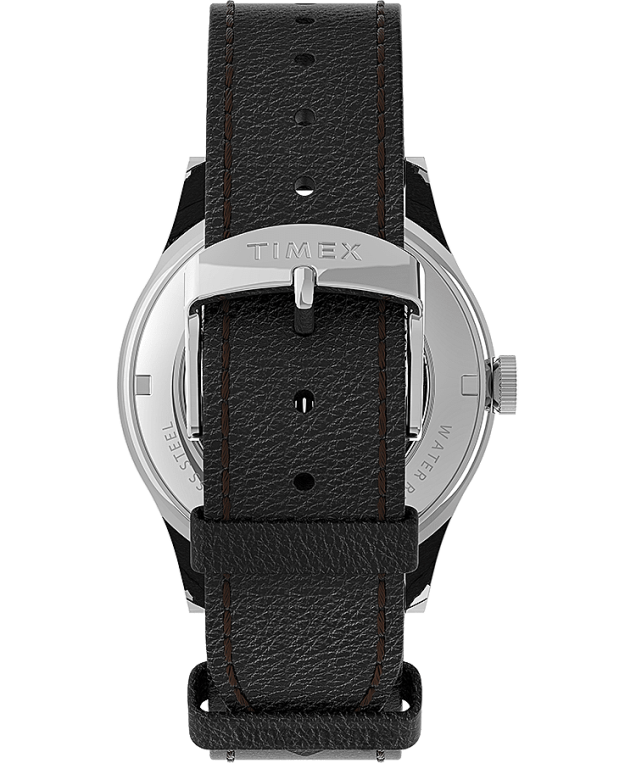 klokker | Timex waterbury tradisjonell automatisk 39mm lærremsklokke menn B84BR58 rustfritt stål/svart/sølv-tone - Image 3
