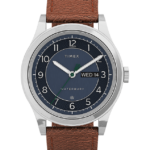 klokker | Timex waterbury tradisjonell dags dato 39mm lærremsklokke menn B84BR227 rustfritt stål/brun/blå