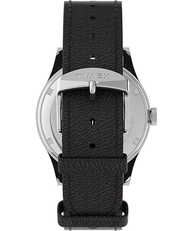 klokker | Timex waterbury tradisjonell dags dato 39mm lærremsklokke menn B84BR289 rustfritt stål/svart/sølv-tone - Image 3