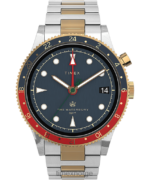 klokker | Timex waterbury tradisjonell gmt 39 mm armbåndsur i rustfritt stål menn B84BR18 rustfritt stål/tofarget/blått