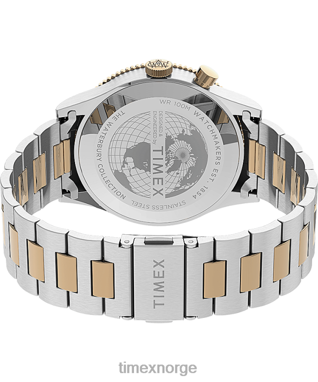 klokker | Timex waterbury tradisjonell gmt 39 mm armbåndsur i rustfritt stål menn B84BR18 rustfritt stål/tofarget/blått - Image 5