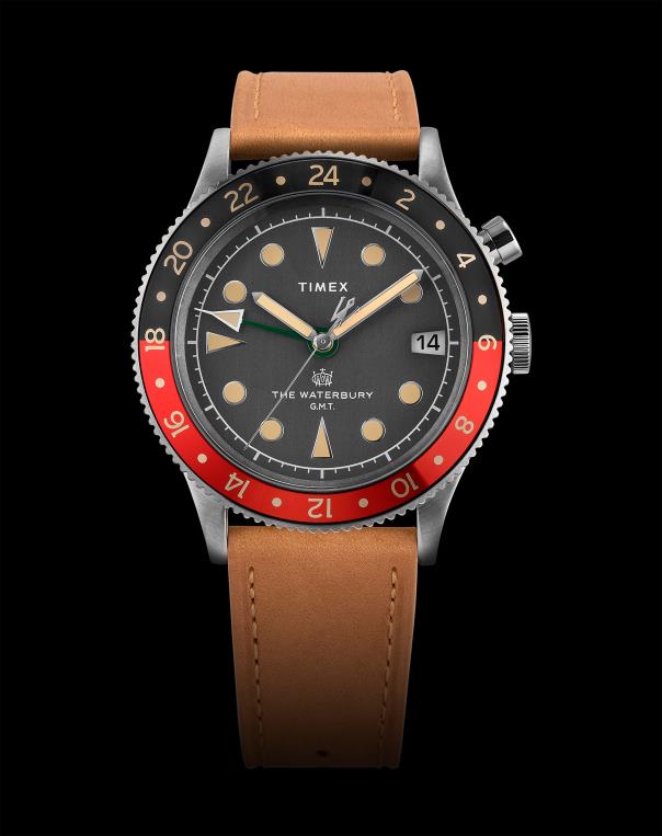 klokker | Timex waterbury tradisjonell gmt 39mm lærremsklokke menn B84BR11 brun/svart - Image 2