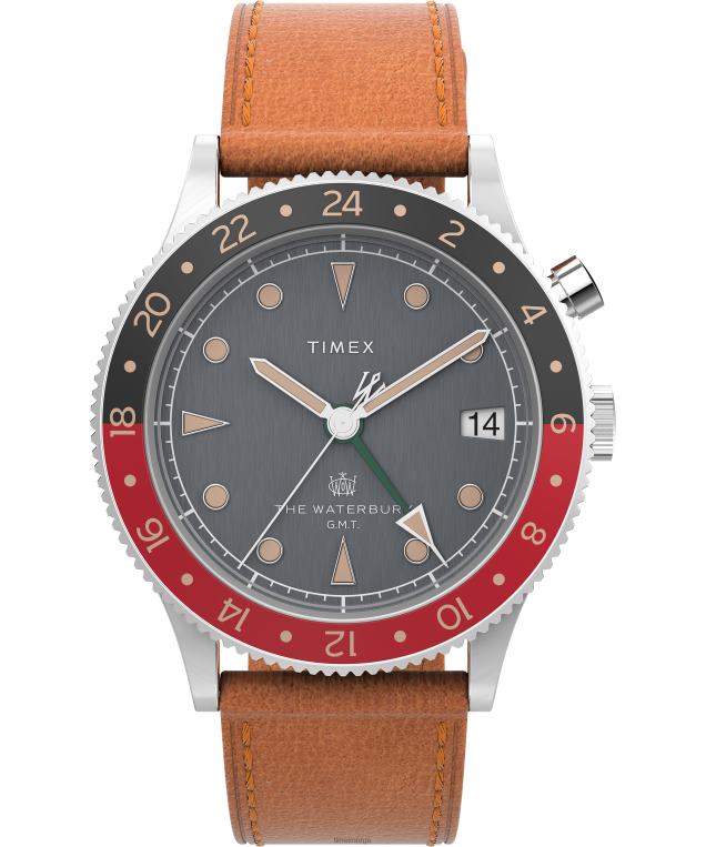 klokker_timex_waterbury_tradisjonell_gmt_39mm_laerremsklokke_menn_b84br11_brun_svart.jpg klokker | Timex waterbury tradisjonell gmt 39mm lærremsklokke menn B84BR11 brun/svart - Image 1