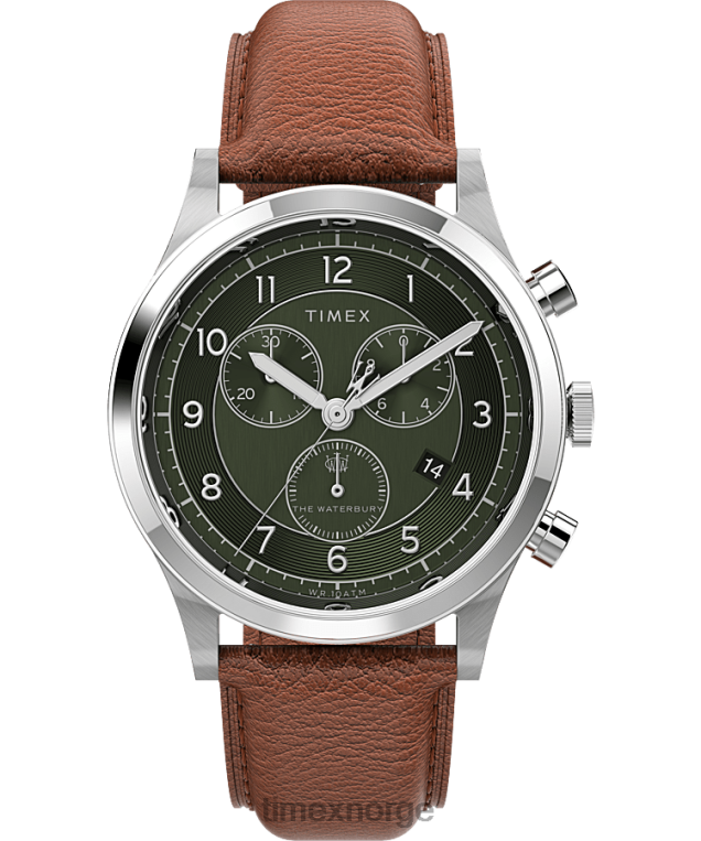 klokker_timex_waterbury_tradisjonell_kronograf_42_mm_klokke_med_laerreim_menn_b84br296_rustfritt_stal_brun_gronn.png klokker | Timex waterbury tradisjonell kronograf 42 mm klokke med lærreim menn B84BR296 rustfritt stål/brun/grønn - Image 1
