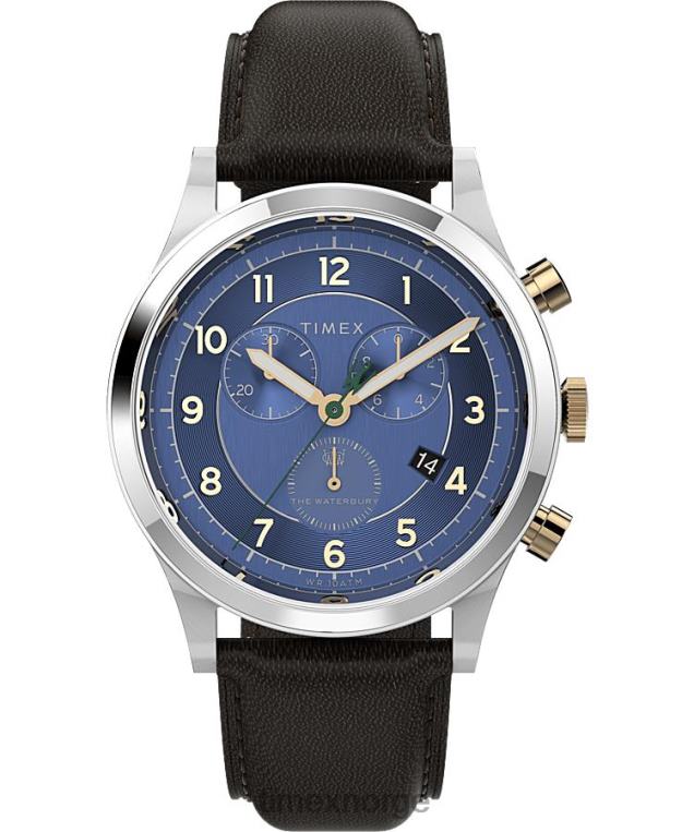 klokker_timex_waterbury_tradisjonell_kronograf_42_mm_klokke_med_laerreim_menn_b84br83_rustfritt_stal_blatt.jpg klokker | Timex waterbury tradisjonell kronograf 42 mm klokke med lærreim menn B84BR83 rustfritt stål/blått - Image 1