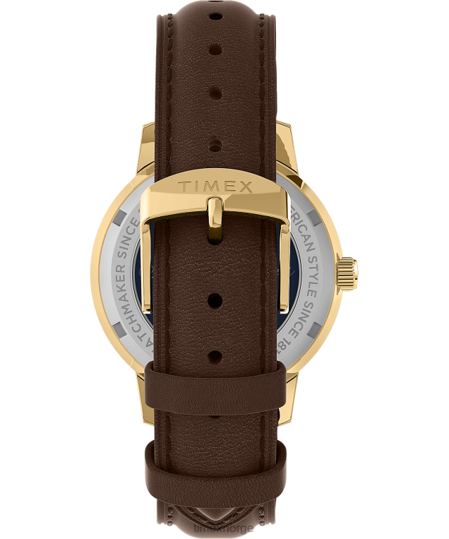 klokker | Timex x brooks brothers gulltone marlin automatisk 38mm lærreim og stoffremsett menn B84BR175 rustfritt stål/brun/kremfarget - Image 3