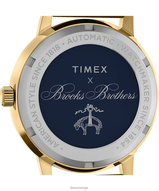 klokker | Timex x brooks brothers gulltone marlin automatisk 38mm lærreim og stoffremsett menn B84BR175 rustfritt stål/brun/kremfarget - Image 4