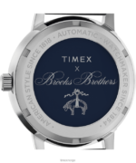 klokker | Timex x brooks brothers marlin automatisk 38mm lærreim og stoffremsett menn B84BR174 rustfritt stål/svart/kremfarget - Image 4