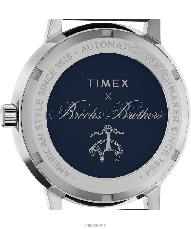 klokker | Timex x brooks brothers marlin automatisk 38mm lærreim og stoffremsett menn B84BR174 rustfritt stål/svart/kremfarget - Image 4