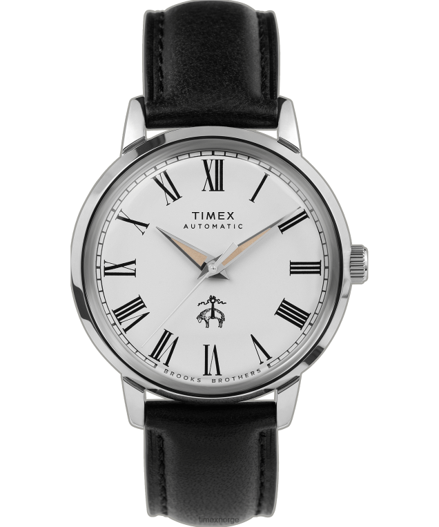 klokker | Timex x brooks brothers marlin automatisk 38mm lærreim og stoffremsett menn B84BR174 rustfritt stål/svart/kremfarget - Image 6