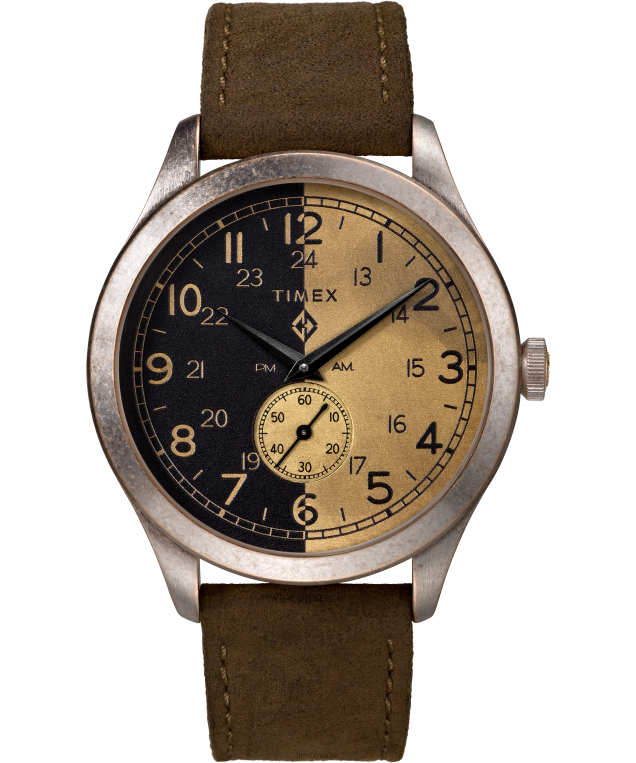 klokker | Timex x Slitt 41 mm klokke i lærreim menn B84BR293 rustfritt stål/brun - Image 1