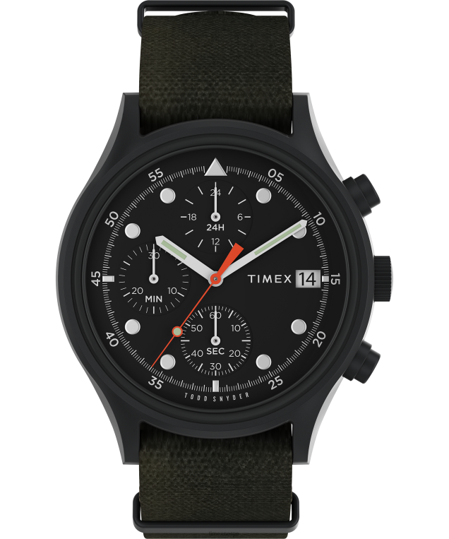 klokker | Timex x todd snyder mk1 42mm stoffremseklokke menn B84BR15 svart/grønn - Image 1