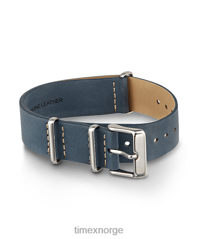 stropper | Timex 20 mm slip-thru dobbeltlagsrem i skinn unisex B84BR437 blå - Image 1