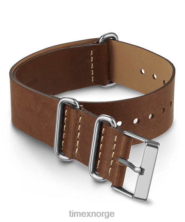 stropper | Timex 20 mm slip-thru dobbeltlagsrem i skinn unisex B84BR460 brun - Image 1