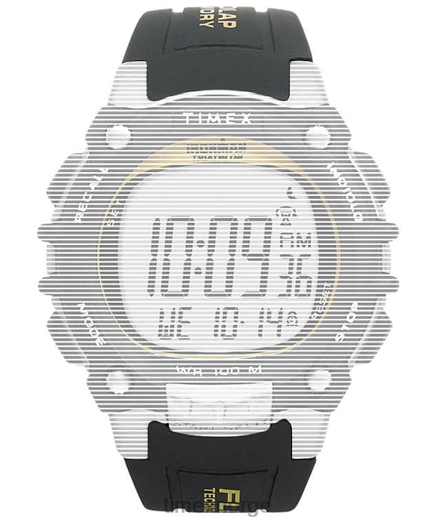 stropper | Timex erstatningsklokke med 18 mm harpiksrem for ironman 100 runder i full størrelse unisex B84BR685 svart - Image 1