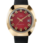 klokker | Q Timex 1972 nyutgitt 43x39 mm lærremsklokke menn B84BR67 gull-tone/svart/burgunder