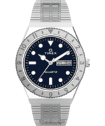klokker | Q Timex 36 mm armbåndsur i rustfritt stål kvinner B84BR343 rustfritt stål/blått