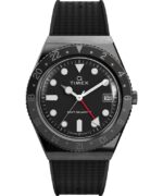 klokker | Q Timex gmt 38mm syntetisk gummiremsklokke menn B84BR30 gunmetall/svart