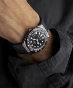 klokker | Q Timex gmt 38mm syntetisk gummiremsklokke menn B84BR30 gunmetall/svart - Image 3