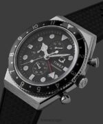 klokker | Q Timex tre tidssone kronograf 40mm syntetisk gummirem klokke menn B84BR62 rustfritt stål/svart - Image 2