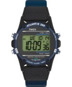 klokker | Timex atlantis 40 mm klokke i stoff og lærreim menn B84BR206 svart blå