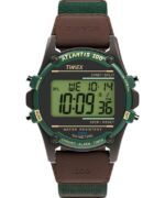 klokker | Timex atlantis 40 mm klokke i stoff og lærreim menn B84BR238 brun/grønn