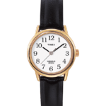 klokker | Timex easy reader 25mm lærremsklokke kvinner B84BR401 gull-tone/svart/hvit