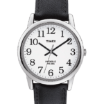 klokker | Timex easy reader 35mm lærreim klokke menn B84BR218 sølv-tone/sort/hvit