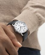 klokker | Timex easy reader 38mm engangs justerbar lærremsklokke menn B84BR186 sølv-tone/sort/hvit - Image 3