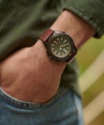 klokker | Timex ekspedisjon nord tidevann-temp-kompass 43 mm miljøvennlig klokke i lærreim menn B84BR226 gunmetal/brun/grønn - Image 3