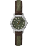 klokker | Timex expedition field mini 26mm lærremsklokke menn B84BR25 krom/brun/grønn