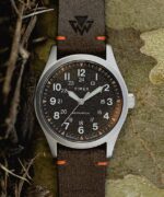 klokker | Timex expedition north field mekanisk 38mm miljøvennlig klokke i lærreim menn B84BR207 rustfritt stål/brun/svart - Image 2
