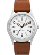 klokker | Timex expedition north field post mekanisk 38mm miljøvennlig klokke i lærreim menn B84BR3 rustfritt stål/brun/hvit