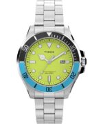 klokker | Timex Harbourside Coast 43mm armbåndsur i rustfritt stål menn B84BR133 rustfritt stål/grønn