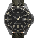 klokker | Timex Harbourside Coast 43mm stoffremseklokke menn B84BR126 gunmetal/grønn/svart